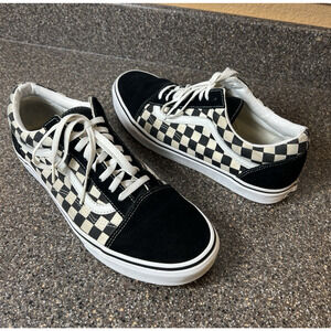 Vans Old Skool Men's 11 Black Check Suede/Canvas Skate Sneaker Shoes Lace Up Low